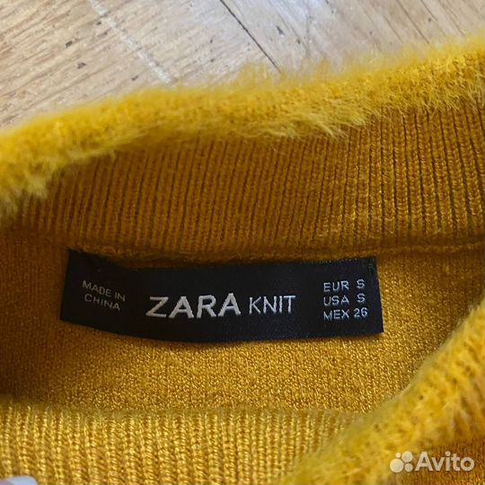 Свитер кроп zara вискоза желтый