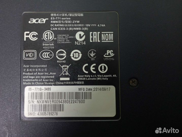 Ноутбук Acer E5-771G-348S
