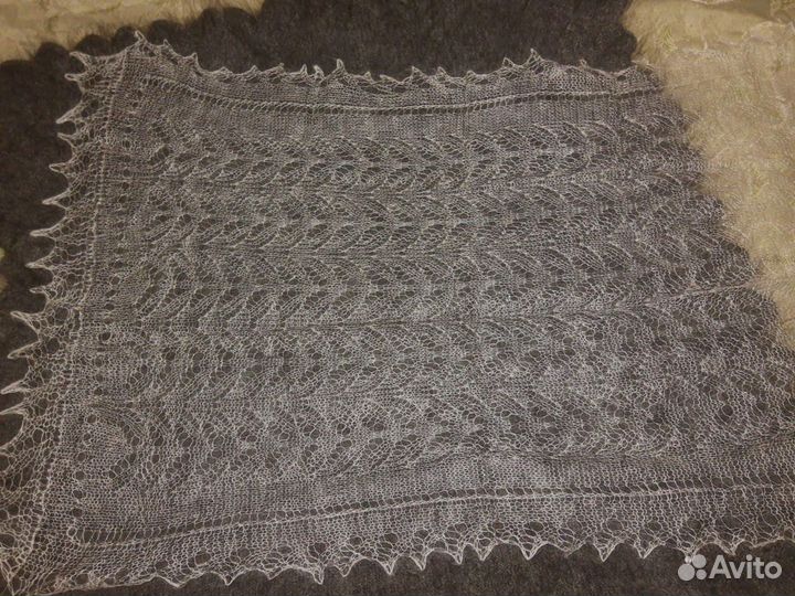 Шарфик из козьего пуха ажурный и платок пуховый