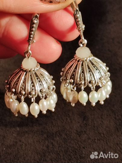 Серьги серебро с жемчугом