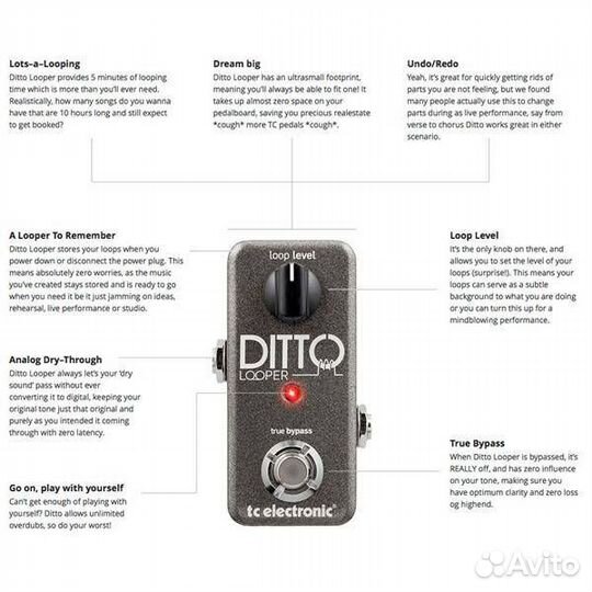 Педаль для гитары лупер tc electronic ditto looper