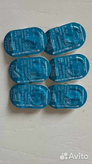 Линзы bausch&lomb ultra от -1,5 до -10,5 месячные