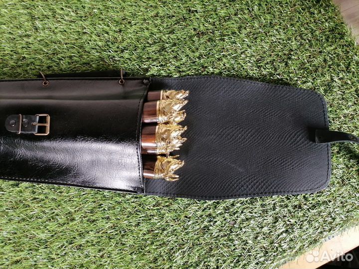 Шампуры объёмная рукоять Бык в чехле эко-кожа (стр