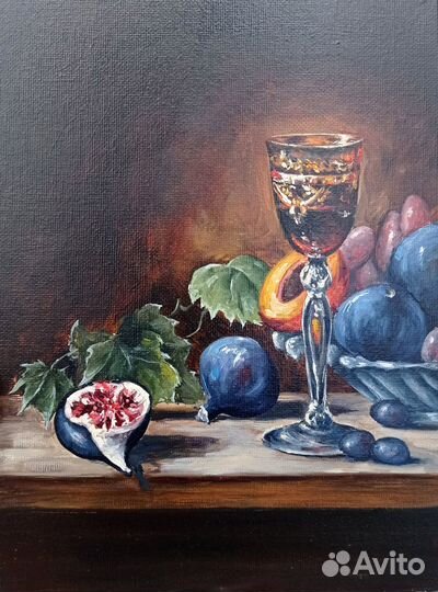 Картина инжир, натюрморт маслом 24/18 см