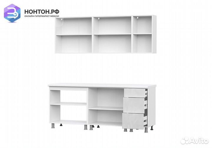 Кухня Модерн New 2.0 м белый / белый глянец бруно