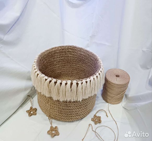 Корзина из джута ручная работа