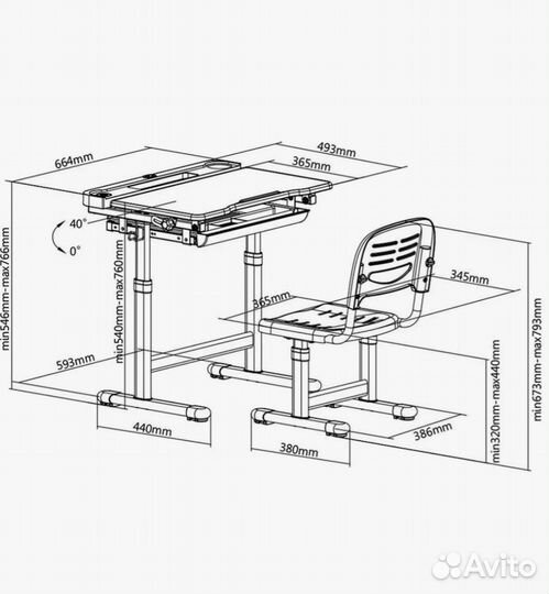 Стул+парта К-03