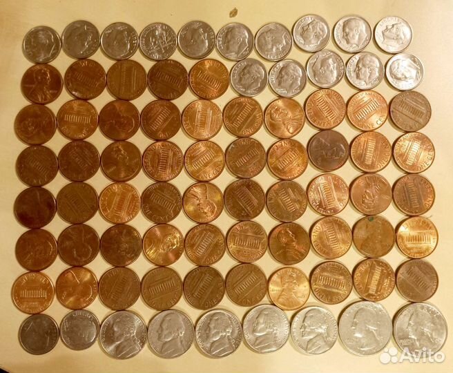 Монеты сша. 1.5.10.25 центов
