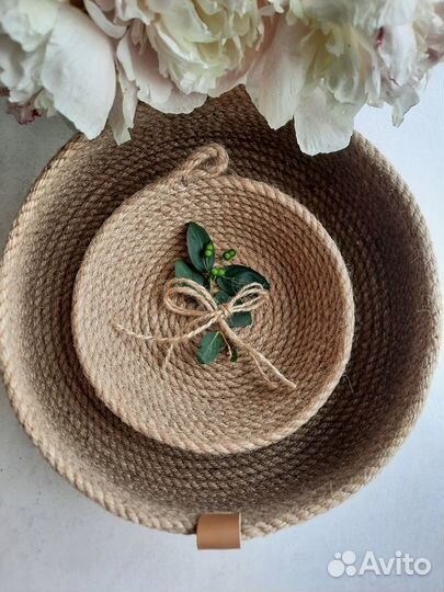 Корзины из джута, комплект 2 шт