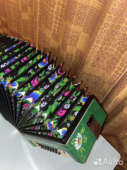 Гармонь Тульская 301 М Зелёный Перламутр Роспись