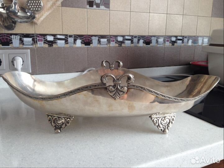 Ваза для фруктов старинная серебрение