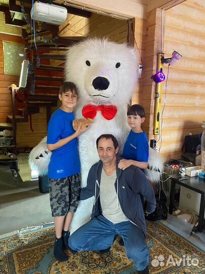 Надувной белый медведь,ростовая кукла
