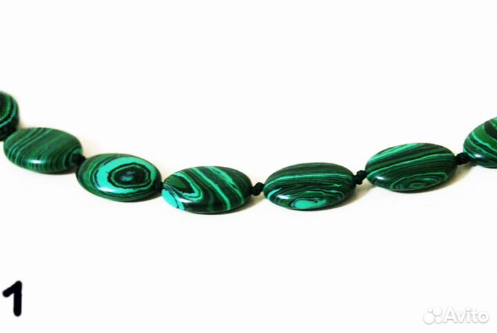 Бусы натуральный малахит и тигровый глаз - бу, от