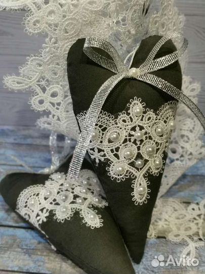 Сердца кружево жемчуг