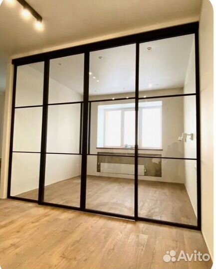 Перегородки лофт с прозрачным стеклом