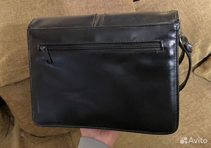Барсетка мужская сумка черная кожаная портфель