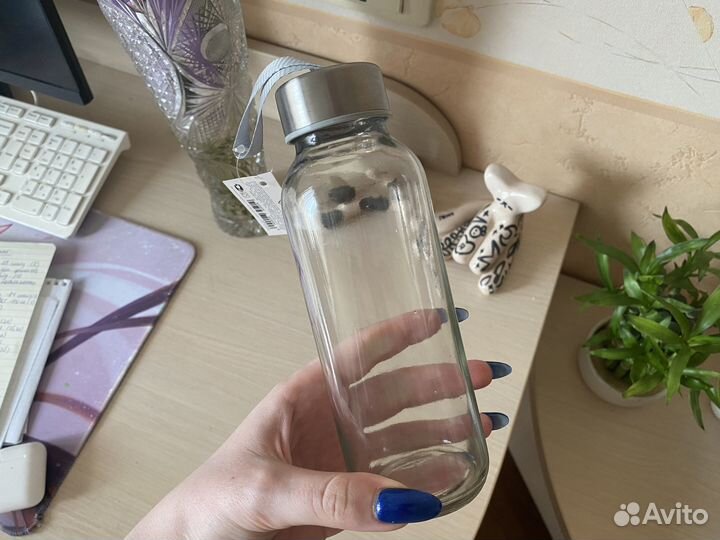 Бутылка для воды стеклянная новая 300 мл в чехле