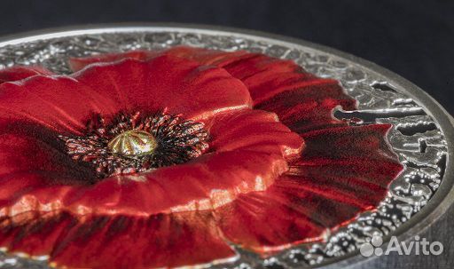 Монета Мак серебро Палау 2019 год футляр