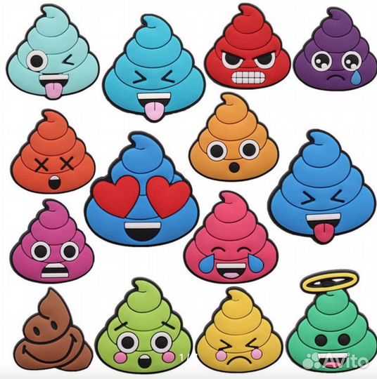 Джибитсы украшения для обуви Crocs цветные какашки