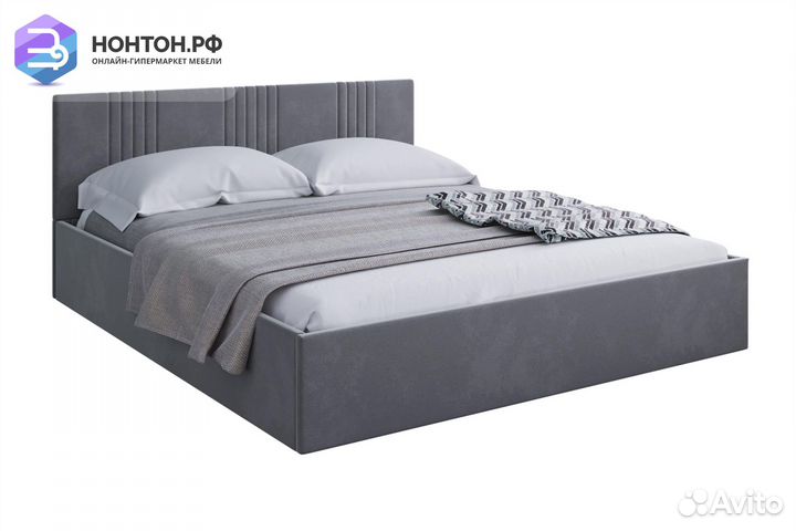 Кровать Амелия велюр серый