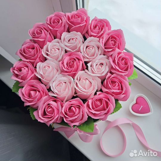 Композиция из 21 мыльной розы (handmade, новая)