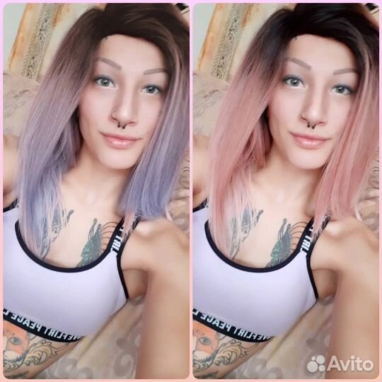 Парик розовый омбре