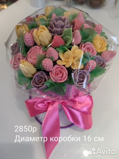 Шоколадные букеты, съедобные цветы в коробке