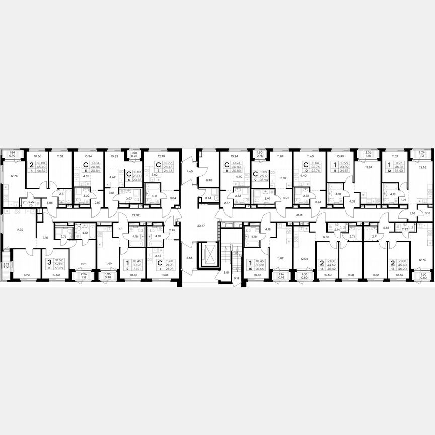 2-к. квартира, 46,3 м², 1/9 эт.