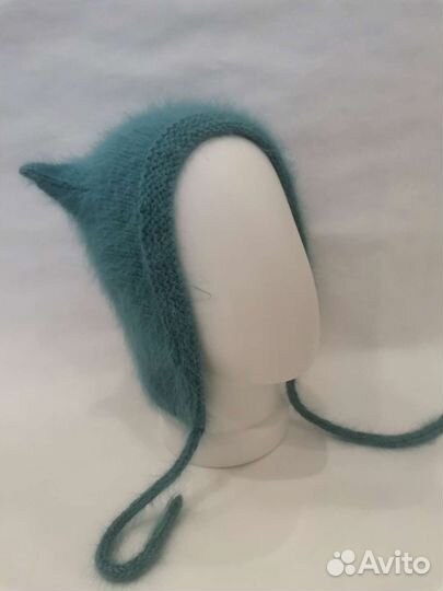 Чепчик с ушками из пуха норки