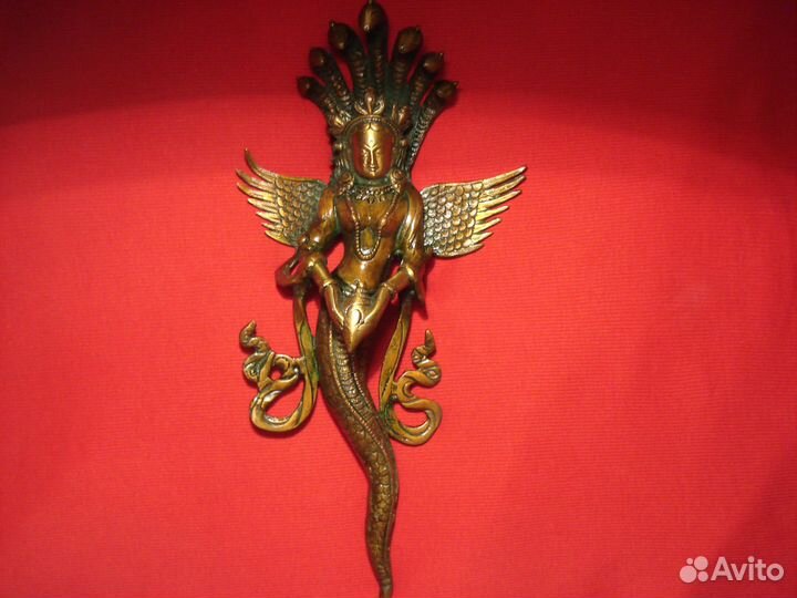 Русалка Наги На стену Латунь Индия Редкая Змея 30