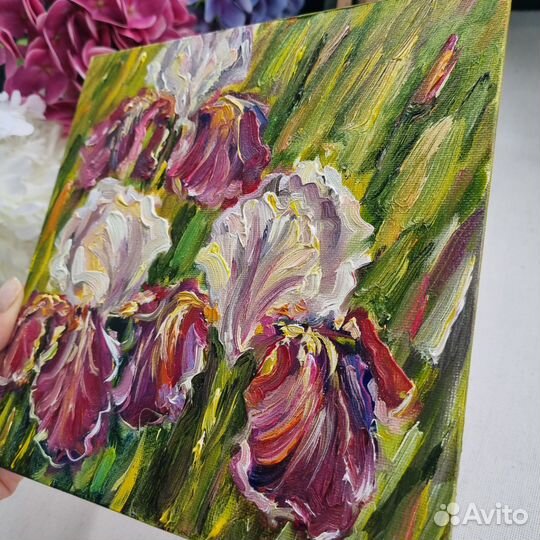 Ирисы картина маслом с цветами цветы ирисы