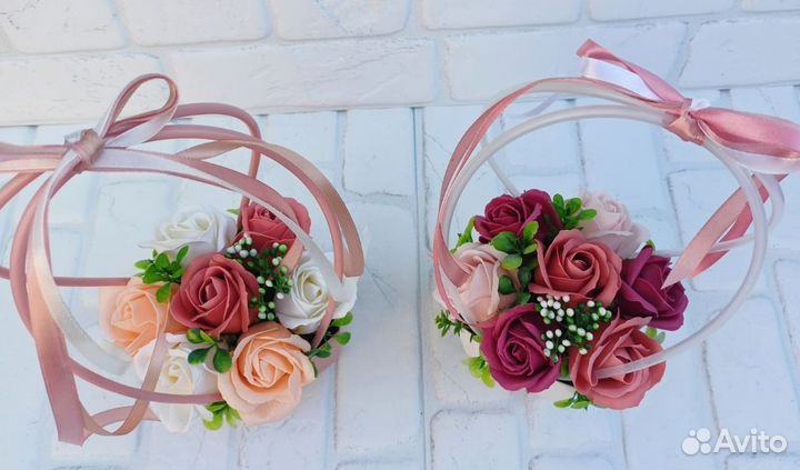 Корзинка из 7 мыльных роз