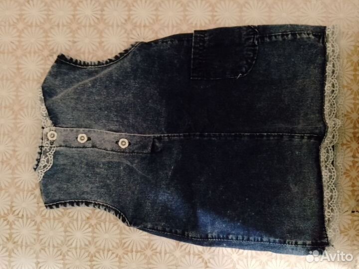 Джинсовый сарафан для девочки 6-9 месяцев