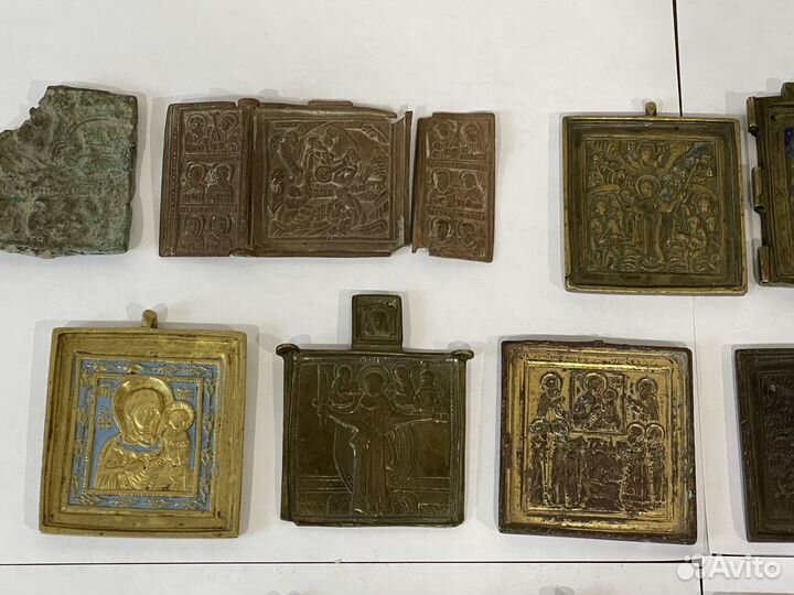 Икона Складень старообрядческий 18-19 век Бронза