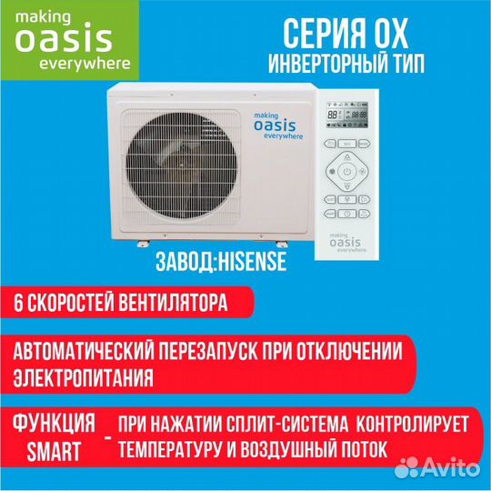 Кондиционеры Оазис 7,9,12 инверторные