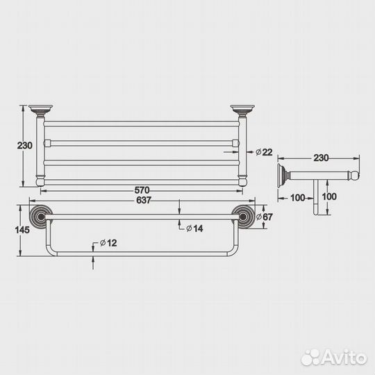 Полка для полотенец Роуз RG1408Q, бронза