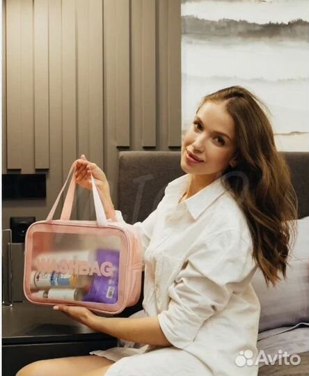 Сумочка косметичка клатч пенал Washbag розовая