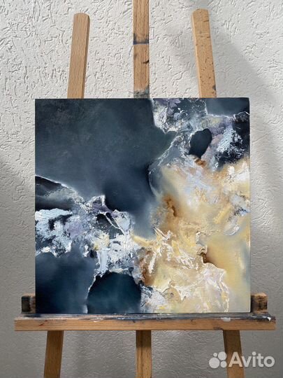 Картина маслом синяя абстракция море пейзаж