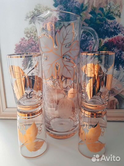 Набор кувшин и стаканы Богемия Чехословакия