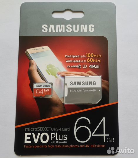 Карта памяти micro sd Samsung EVO plus 64 Гб