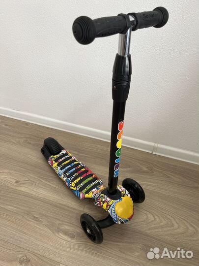 Самокат детский 3х колесный, светящиеся колеса