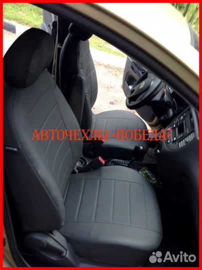 Чехлы Kia Rio 2 из экокожи чёрные Классика