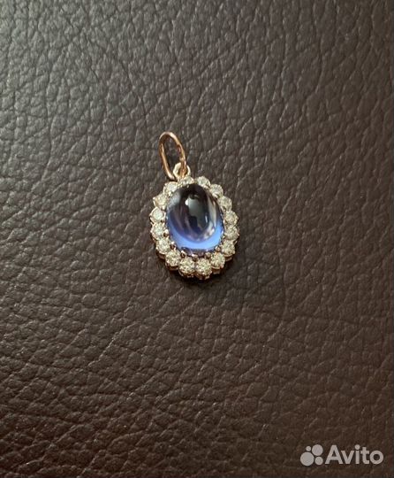 Золотой кулон подвеска танзанит
