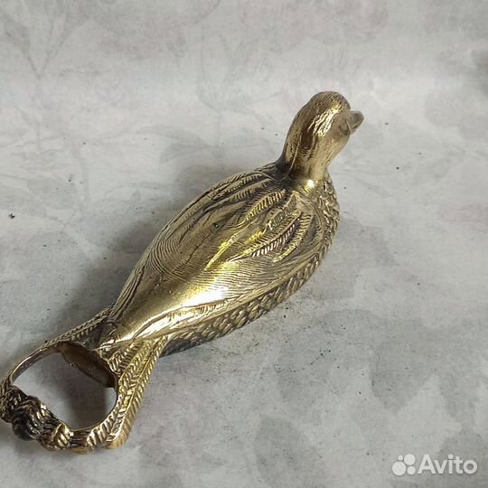 Бронзовая статуэтка утка открывашка коллекционная