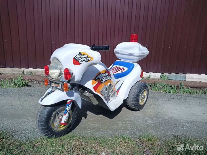 Белый детский электро мотоцикл