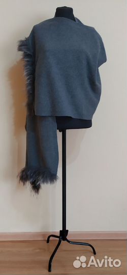 Шарф палантин накидка 80 шерсть чернобурка Италия