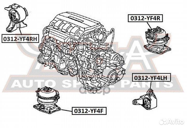 Подушка двигателя правая 0312-YF4RH asva