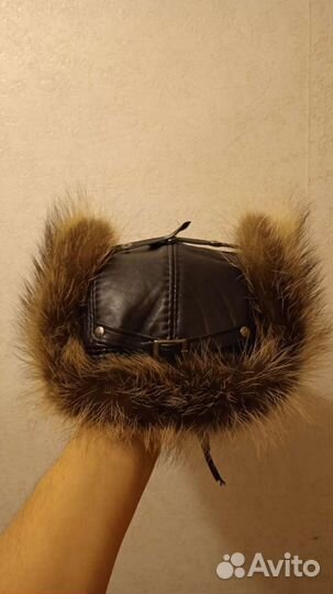 Шапка ушанка натуральная кожа и мех