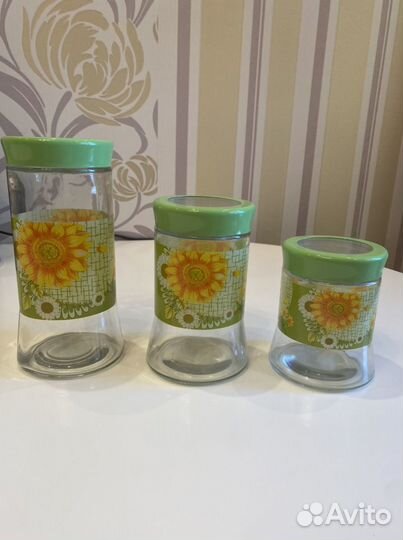 Банки для сыпучих продуктов стекло. 3 шт
