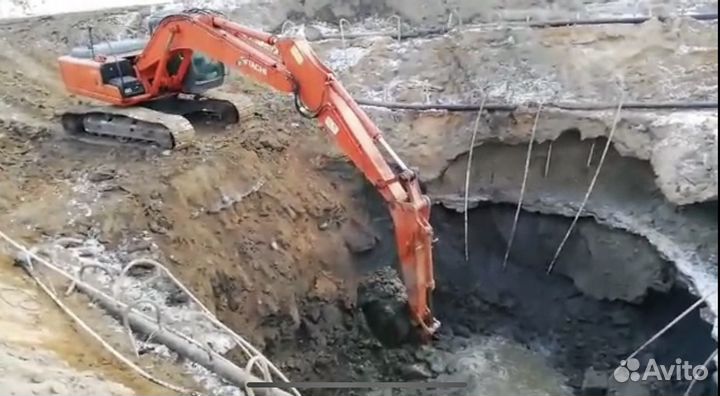 Аренда экскаватора + длинная стрела + планировщик